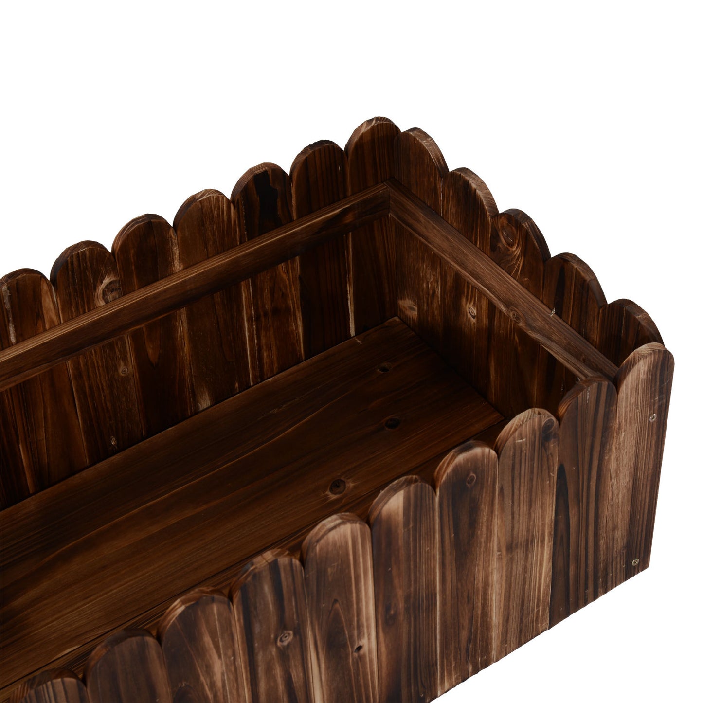 40" x 16" x 12" Raised Planter Box Garden Scalloped Edge Wooden
