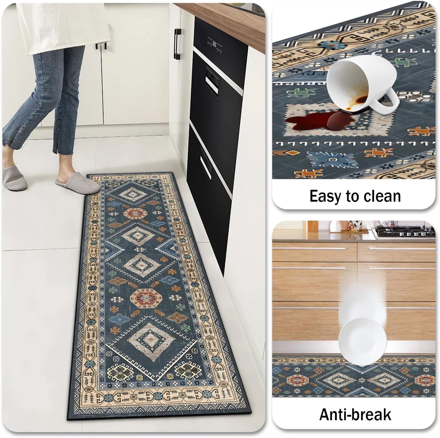 Boho Kitchen Rugs Sets 4 Piece With Runner Floral Kitchen Floor Mat Carpet Farmhouse Kitchen Rugs And Mats Non Skid Washable Runner Rug For Kitchen Floor Sink