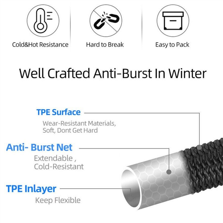Expandable Garden Hose with 8-Pattern Spray Nozzle — 25 to 100FT