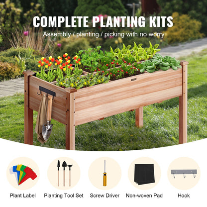 Wooden Raised Garden Bed Planter Box 47.2x22.8x30' Flower Vegetable Herb