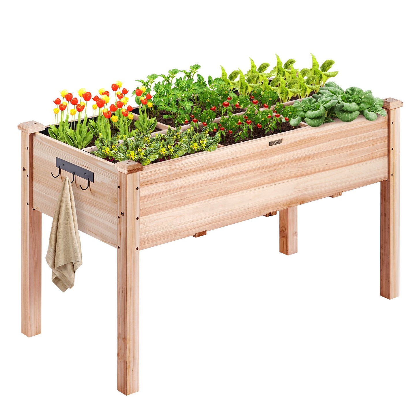 Wooden Raised Garden Bed Planter Box 47.2x22.8x30' Flower Vegetable Herb