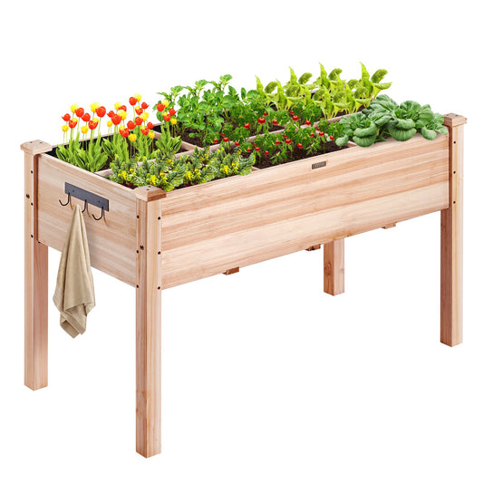 Wooden Raised Garden Bed Planter Box 47.2x22.8x30' Flower Vegetable Herb