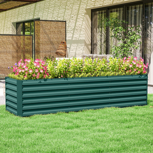 8x2x2ft Galvanized Raised Garden Bed Kit with Safety Edging for Flowers