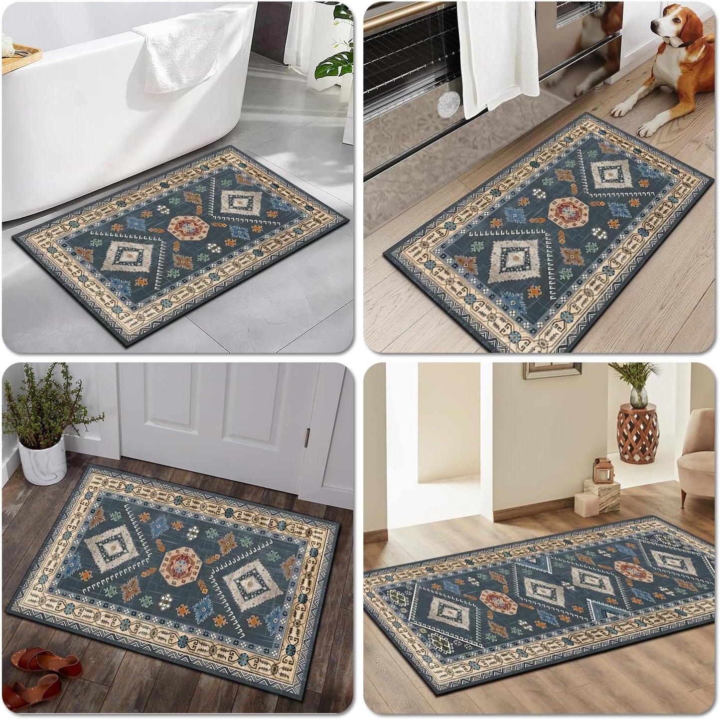 Boho Kitchen Rugs Sets 4 Piece With Runner Floral Kitchen Floor Mat Carpet Farmhouse Kitchen Rugs And Mats Non Skid Washable Runner Rug For Kitchen Floor Sink