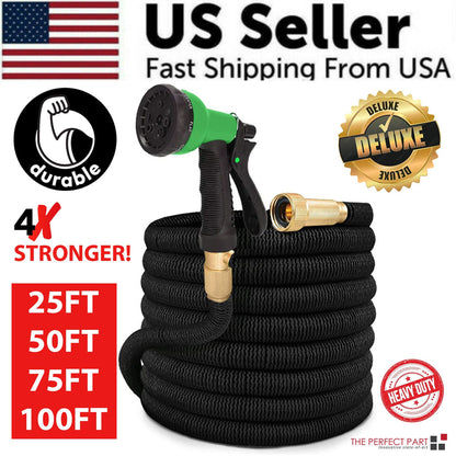 Expandable Garden Hose with 8-Pattern Spray Nozzle — 25 to 100FT