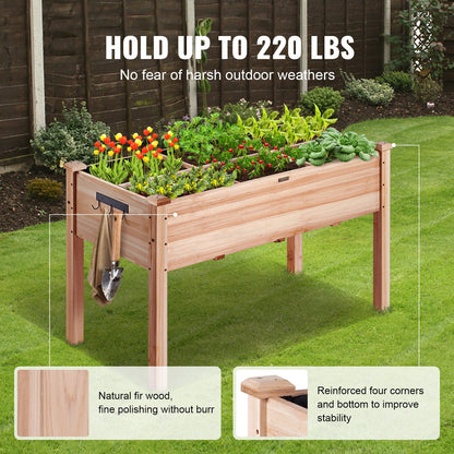 Wooden Raised Garden Bed Planter Box 47.2x22.8x30' Flower Vegetable Herb