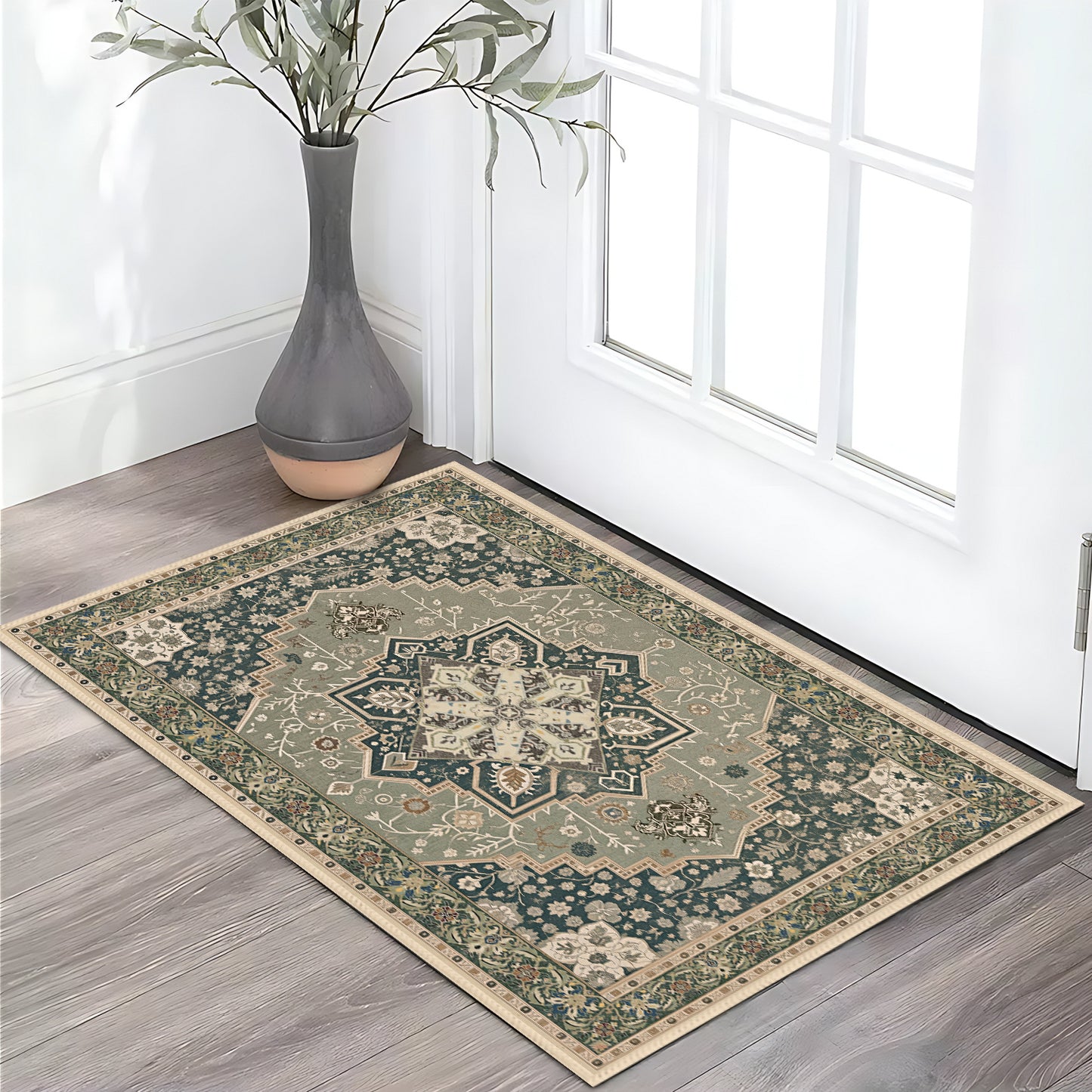 Boho Kitchen Rug Mat Sets 3 Piece, Farmhouse Non Slip Kitchen Rug Runner, Washable Non Skid Kitchen Rugs, Bohemian Kitchen Floor Mat For Entryway Laundry Room