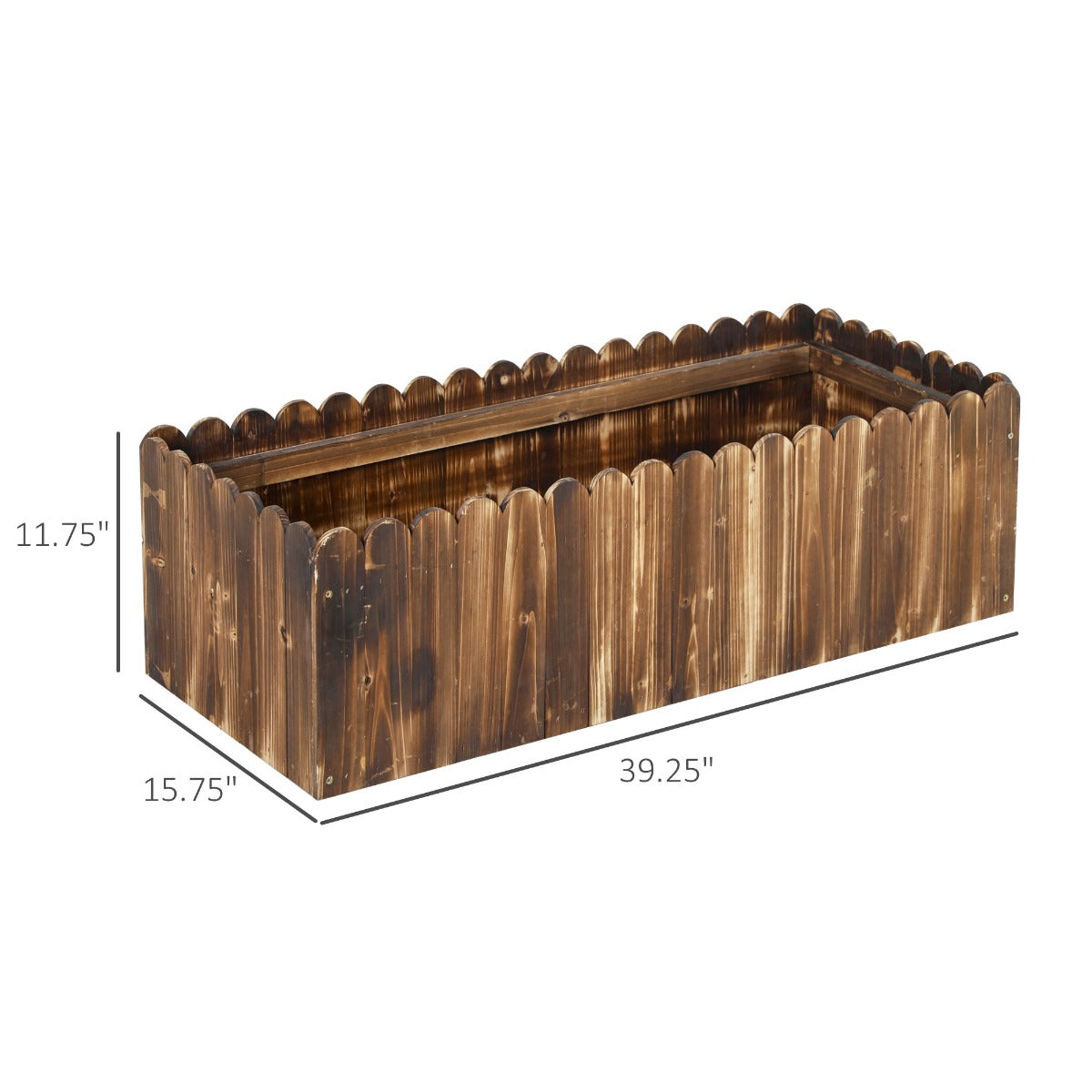 40" x 16" x 12" Raised Planter Box Garden Scalloped Edge Wooden
