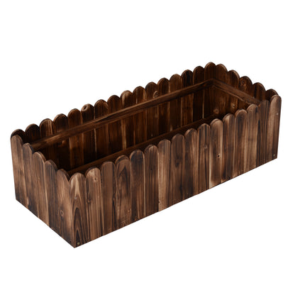 40" x 16" x 12" Raised Planter Box Garden Scalloped Edge Wooden