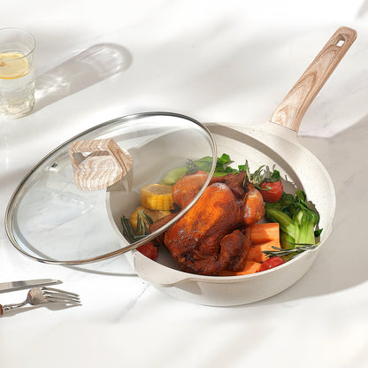 17 Piece Pots And Pans Set Granite Nonstick Kitchen Cookware Induction White