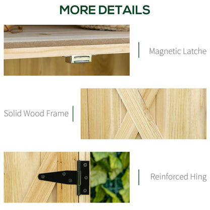 Outdoor Garden Storage Cabinet — Solid Wood Tool Shed with Galvanized Steel Top