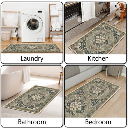 Boho Kitchen Rug Mat Sets 3 Piece, Farmhouse Non Slip Kitchen Rug Runner, Washable Non Skid Kitchen Rugs, Bohemian Kitchen Floor Mat For Entryway Laundry Room